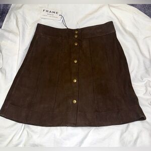 FRAME Le Paneled Suede Mini Skirt NWT Size 28 – Chocolate Brown